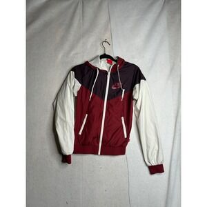 Nike Womens Windrunner Jacket XS Colorblock Burgundy White Windbreaker